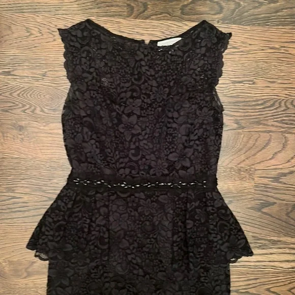 sheer lace floral dress Black Lace Sheer Plunging Mermaid Bridal Dress Black main image 0